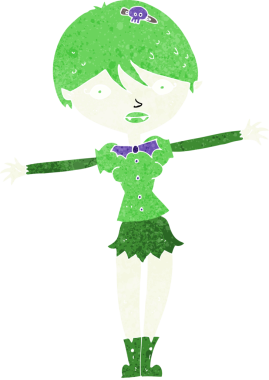 Bir insan tarafından çizilmiş vampir kız çizgi filmi.