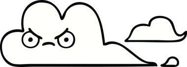 Bir insan tarafından çizilmiş beyaz bir bulutun sevimli karikatürü.