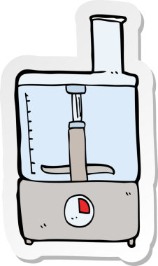 Bir insan tarafından çizilmiş bir çizgi film mikserinin çıkartması.