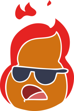 Bir insanın çizdiği gölgelerde el çizimi kawaii alevleri.