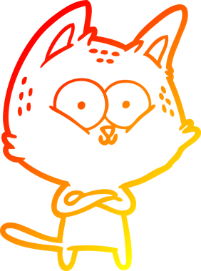 Bir insan tarafından çizilmiş çizgi film kedisinin sıcak çizgi çizimi