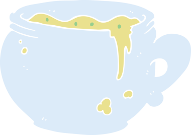 Bir insan tarafından çizilmiş çorba kupasının düz renk çizimi