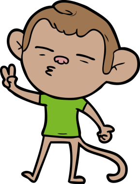 bir insan tarafından çizilmiş şüpheli maymun çizgi filmi