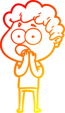 Bir insan tarafından şaşırtılarak çizilen çizgi film karakterinin sıcak çizgi çizimi.