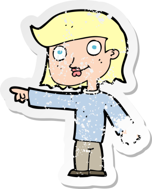 Bir insan tarafından çizilmiş bir çizgi filmin gerilimli çıkartması.