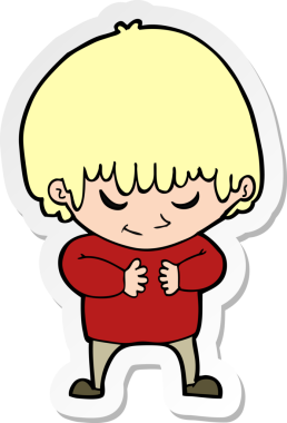 Bir insan tarafından çizilmiş utangaç bir çocuğun çıkartması.