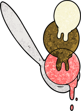 Bir insan tarafından çizilmiş dondurma kepçesi.