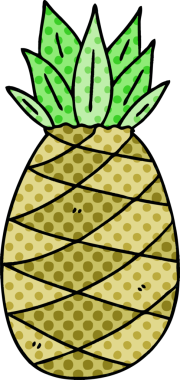 Bir insan tarafından çizilmiş çizgi roman tarzı tuhaf bir ananas.