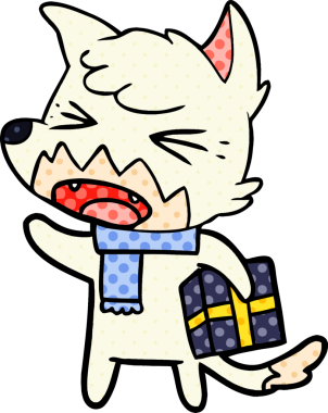 Bir insan tarafından çizilmiş kızgın çizgi film tilkisi.