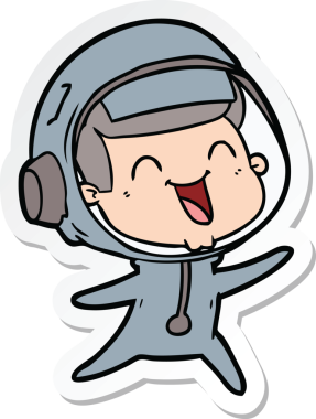 Bir insan tarafından çizilmiş mutlu bir astronotun çıkartması.