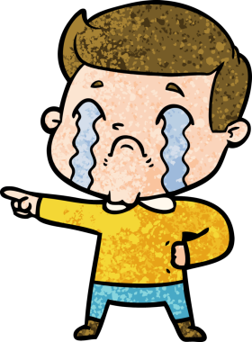 Bir insan tarafından çizilmiş ağlayan çizgi film adamı.