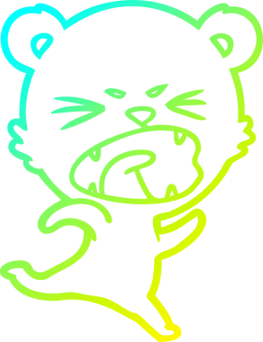 Bir insan tarafından çizilen kızgın çizgi film ayısının soğuk gradyan çizgisi.