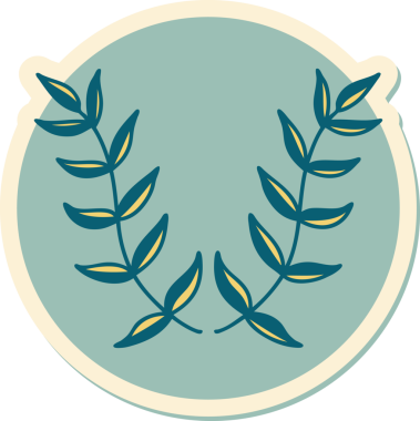 Bir insan tarafından çizilmiş defne defne stili dövme çıkartması.