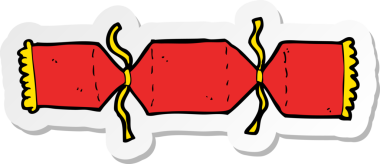 Bir insan tarafından çizilmiş bir karikatür Noel krakerinin etiketi.