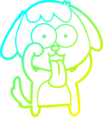 Bir insan tarafından çizilmiş şirin bir çizgi köpeğin soğuk gradyan çizgisi.