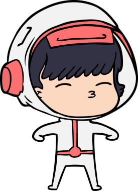 Bir insan tarafından çizilmiş meraklı astronot çizgi filmi.