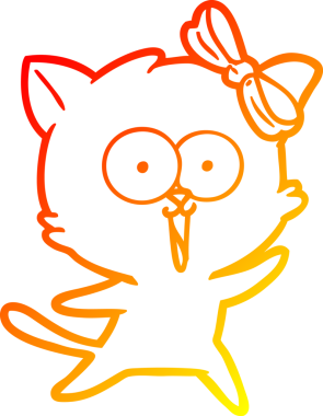 Bir insan tarafından çizilmiş çizgi film kedisinin sıcak çizgi çizimi