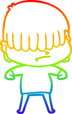 Bir insan tarafından çizilmiş dağınık saçlı bir çizgi film çocuğunun çizimi.