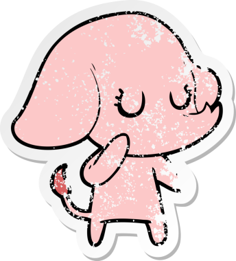 Bir insan tarafından çizilmiş şirin bir filin sıkıntılı çıkartması