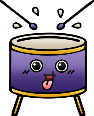 Bir insan tarafından çizilen davulun gölgelenmiş karikatürü