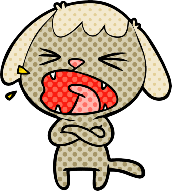 Bir insan tarafından çizilmiş şirin bir çizgi film köpeği.