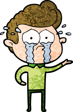 Bir insan tarafından çizilmiş ağlayan bir karikatür.