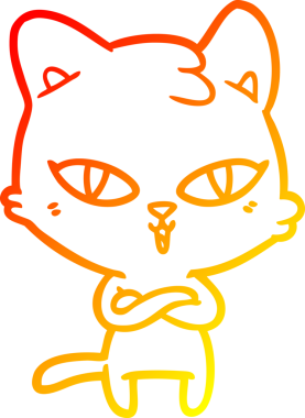 Bir insan tarafından çizilmiş çizgi film kedisinin sıcak çizgi çizimi