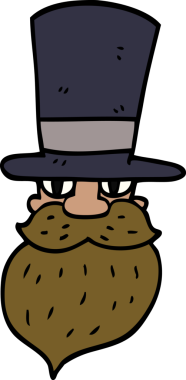 Bir insan tarafından çizilmiş silindir şapkalı karikatür adam.