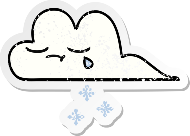 Bir insan tarafından çizilmiş tatlı bir karikatür kar bulutunun sıkıntılı çıkartması