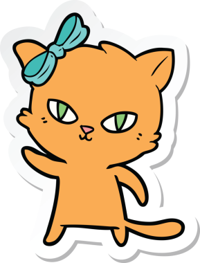 Bir insan tarafından çizilmiş şirin bir çizgi film kedisinin çıkartması.