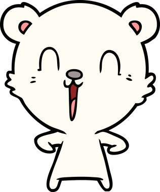 Bir insan tarafından çizilmiş mutlu kutup ayısı çizgi filmi.