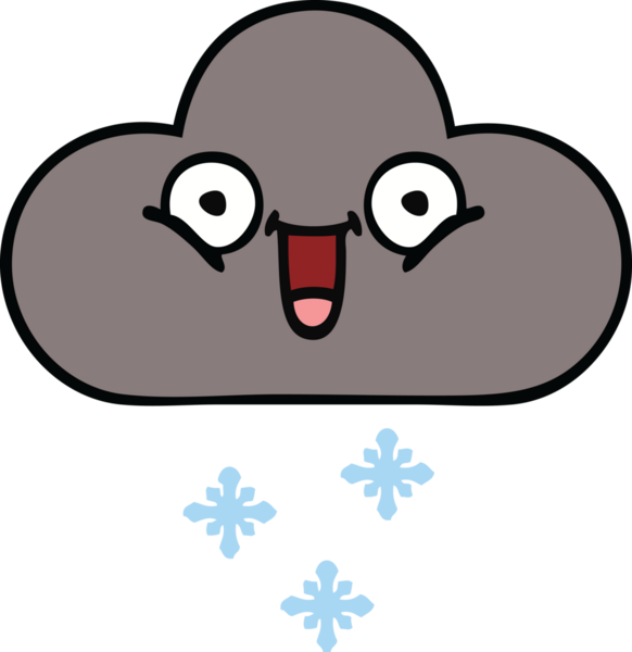 Bir insan tarafından çizilmiş kar bulutunun sevimli karikatürü.