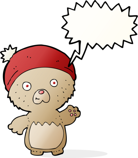 Bir insan tarafından çizilmiş, şapkalı şirin oyuncak ayı.