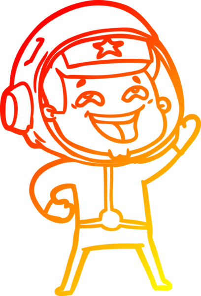 Bir insan tarafından çizilmiş gülen astronotun sıcak çizgi çizimi