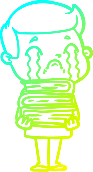 Bir insan tarafından çizilmiş ağlayan bir çizgi film karakteri çizimi.