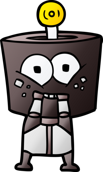 Bir insan tarafından çizilmiş mutlu çizgi film robotu