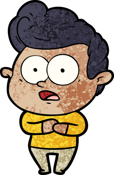 Bir insan tarafından çizilmiş çizgi film bakışlı adam.