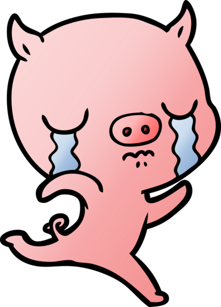 Çizgi film koşan domuz bir insan tarafından çizilmiş.