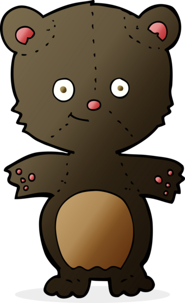 Bir insan tarafından çizilmiş mutlu siyah ayı.