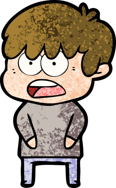 Bir insan tarafından çizilmiş endişeli çizgi film çocuğu.