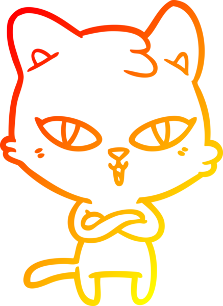 Bir insan tarafından çizilmiş çizgi film kedisinin sıcak çizgi çizimi
