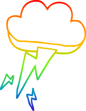 gökkuşağı gradyan çizimi bir çizgi film gök gürültüsü ve bir insan tarafından çizilen yıldırım