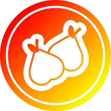 organik armut dairesel simgesi ve sıcak gradyan bir insan tarafından çizilmiş.