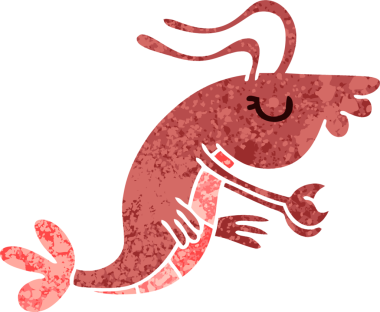 Bir insan tarafından çizilmiş garip çizim tarzı mutlu karides.