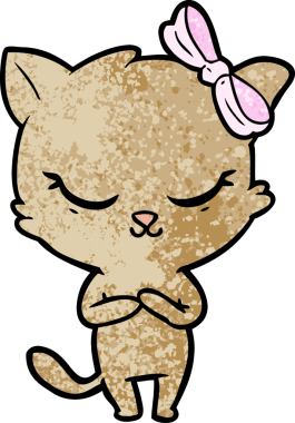 Bir insan tarafından çizilmiş sevimli çizgi film kedisi.