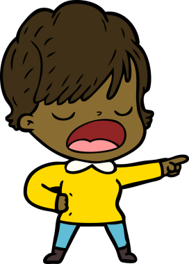 Bir insan tarafından çizilmiş bir karikatür kadın konuşuyor.