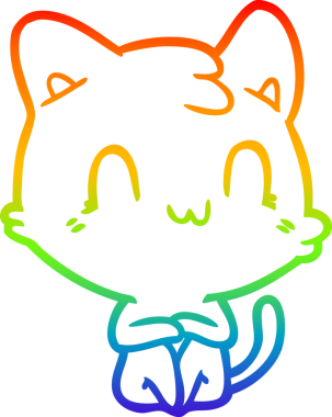 gökkuşağı gradyan çizgi çizimi Bir insan tarafından çizilmiş mutlu kedi
