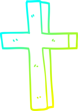 Bir insan tarafından çizilen altın haçın soğuk gradyan çizgisi