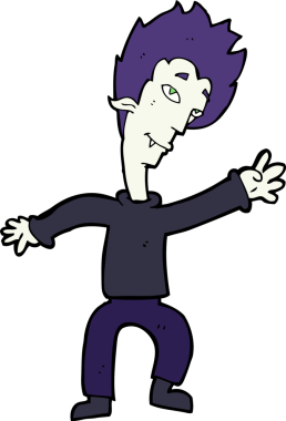 Bir insan tarafından çizilmiş cadılar bayramı vampiri çizgi filmi.