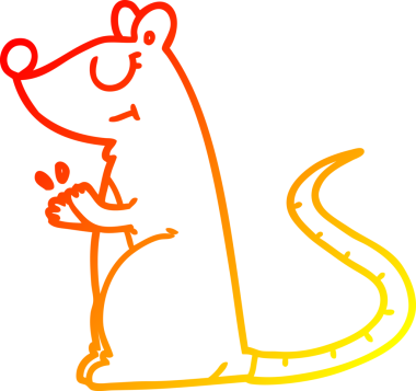 Bir insan tarafından çizilmiş beyaz bir farenin sıcak çizgi çizimi